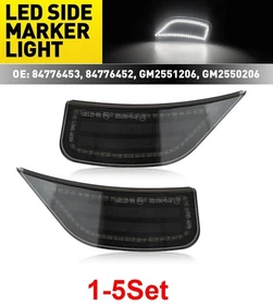 1-5Set Fender LED Side Marker Lights Lamps Smoked For 2021-23 GMC Chevy Cadillac