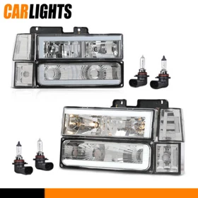 Fit For 1994-1998 GMC C/K C10 Sierra Pair LED Headlights & Corner & Bumper Lamps