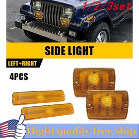 4/8x Amber Turn Signal & Side Marker Light Housings For Jeep Wrangler YJ 87-95