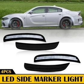 WHITE Front+Rear Side LED Smoked For 2015-2022 Dodge Charge 4/8X Marker Lights K