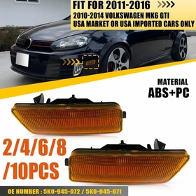 Amber Lens Front Bumper Side Marker Lights For 2010-2014 VW MK6 Golf GTI2-10x