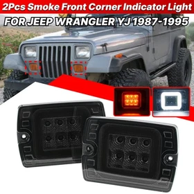 2Pcs Clear/Smoked LED Front Marker Corner Light For Jeep Wrangler YJ 1987-1995