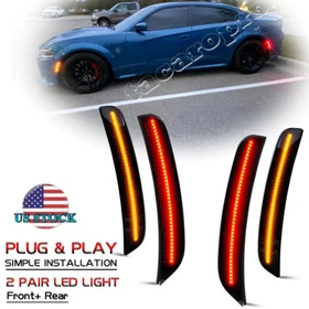 LED Front Rear Bumper Side Marker Lights Indicator For 2015-2023 Dodge Charger