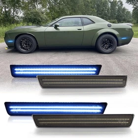 For 2015-2023 Dodge Challenger Front Rear Bumper Lamps 4x LED Side Marker Lights