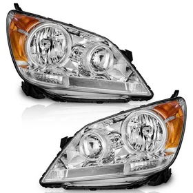 w/o Bulb Pair Headlights For 2005-2007 Honda Odyssey Black Chrome Headlamp