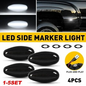 Smoke Lens White LED Side Marker Lights For 1999-2014 GMC Sierra 2500HD 3500HD