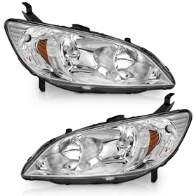 WEELMOTO Pair Headlights For 2004-2005 Honda Civic 2/4 Door Halogen w/o Bulbs