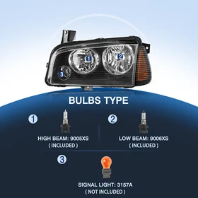 FOR 2006-2010 DODGE CHARGER HEADLAMPS PAIR HALOGEN HEADLAMPS LH+RH HEADLIGHTS