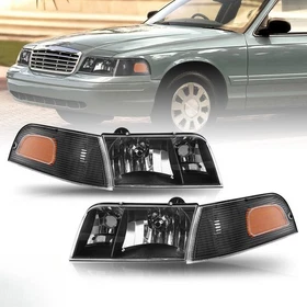 For 1998-2011 Ford Crown Victoria Headlight+Corner Signal Lamp Pair LH+RH
