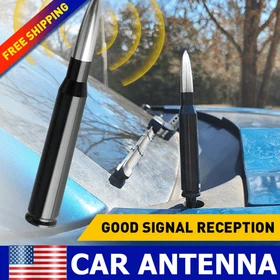 FOR FORD F150 F250 50 CAL CALIBER BULLET ALUMINUM SHORT ANTENNA BLACK SILVER RED