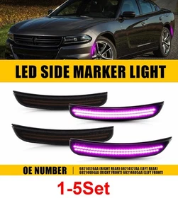 1-5Set Smoked Front Rear Bumper LED Side Marker Light For 2015-22 Dodge Charger