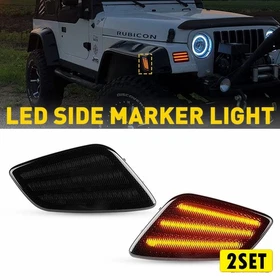 LED Side Marker Signal Lights For 97-06 Jeep Wrangler TJ Smoke Corner Lamps B