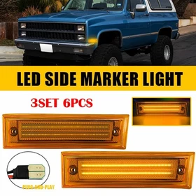 2-20X For 81-91 GMC Chevy Pickup Truck Front Signal Marker Side Lights Amber EOU