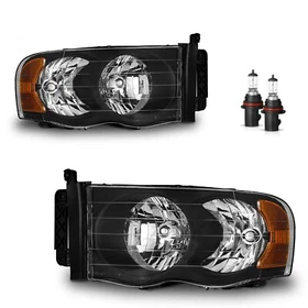 Pair Headlights For 2002-2005 Dodge Ram 1500 2500 3500 Halogen Headlamps