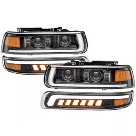 Fits 99-02 Chevy Silverado 00-06 Tahoe LED Bar Headlights & Bumper Signal Lamps
