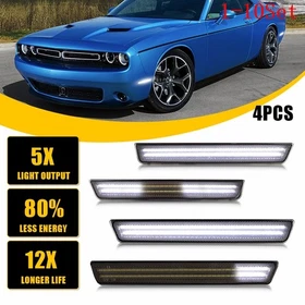 Smoked Lens White LED Side Marker Lights For 2015-2023 Dodge Challenger 1-10Set