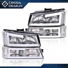 [LED DRL] Fit For 2003-2007 Chevy Silverado Avalanche Headlight Bumper Lamps