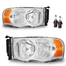Pair Headlights For 2002-2005 Dodge Ram 1500 2500 3500 Headlamps w/ Bulbs