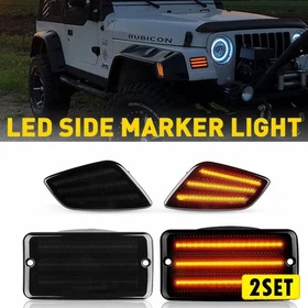 4X SMOKED LED Signal Bumper + Marker Side Light IP67 For 97-06 Jeep Wrangler TJ
