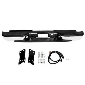Black / Chrome Rear Bumper For Chevy Silverado GMC Sierra 2500HD 3500HD 99-07