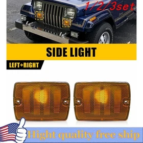 2/4x Amber Front Bumper Turn Signal Parking Light House For Jeep 87-95 Wrangler
