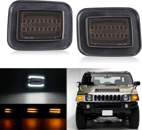 Ad 2003-2009 For 03-09 Hummer Suv Sut Smoked Front Corner Drl