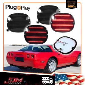 RB-465BD JDMTECH Smoked Led Brake Tail Light Lamp Lenses C4