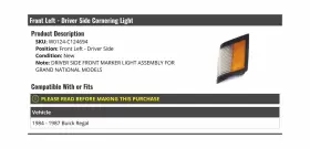 W0124-C124694 MARKETPLACE AUTO PARTS Front Left Driver Light #2