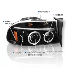 2LHP-DAK97BK-TM SPEC-D TUNING Jet Led Halo Projector Dodge #3