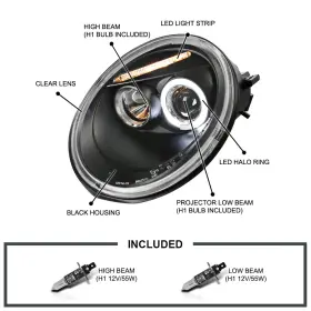 LHP-BEE98JM-TM SPEC-D TUNING Halo Projector Headlights Left #3