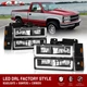 Black Amber LED Head Lights + Corner Bumper For 1988-1993 Chevy C10 C/K Pickup