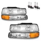 Pair Headlights For 1999-2002 Chevy Silverado 2000-2006 Suburban Tahoe w/ Bulbs