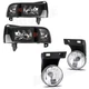 For 1994-2002 Dodge Ram 1500 2500 3500 LED Headlight+Fog Lights LH+RH 4PCS Set