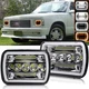 Pair For 82-93 Chevy S10 Blazer GMC S15 7X6" 5X7'' LED Headlights Hi/Lo Beam DRL