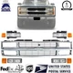 Front Grille Chrome + Head & Signal Light + Reflector For 95-99 Chevy C/K Series