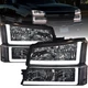 Smoke Headlights For 2003-2006 Chevy Silverado Avalanche Bumper Lamp W/ LED DRL