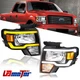 2PCS Headlights w/LED DRL Sequential Turn Signal For 2009-2014 Ford F-150 F150