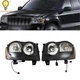 Headlight Black For Jeep Grand Cherokee 2005-2006-2007 Left+Right Side Halogen