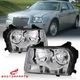 2PCS For 2005-2010 Chrysler 300 Halogen Chrome Headlights Assembly Front Lamps