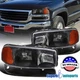 Fits 1999-2006 GMC Sierra 2000-2006 Yukon XL Black Head Lamps+Signal Lights