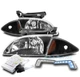 FOR 00 01 02 CHEVY CAVALIER BLACK HEADLIGHTS LAMP W/BUMPER BLUE LED DRL+HID KIT FOR 00 01 02 CHEVY CAVALIER BLACK HEADLIGHTS LAMP W/BUMPER BLUE LED DRL+HID KIT