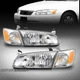 Fit 00-01 Toyota Camry Replacement Headlight w/Corner Lamp Chrome Left+Right Set