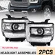 LED DRL Headlights Projector Lamps For 2014-2018 GMC Sierra 1500 2500 3500