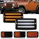 2PCS White LED Turn Signal Lights Sequential Amber Lamp For Jeep Wrangler TJ