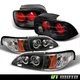 94-95 Ford Mustang 1-Piece Black Projector Headlights+Black Altezza Tail Lights
