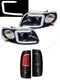 Black LED C-Bar Projector Headlights + LED Tailights for 1998-2003 Ford F-150