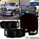 2002-2005 Dodge Ram 1500 Pickup Blk Smoke Headlights+Tail lights Brake Lamps Set