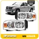 Pair Set Headlights w/LED DRL For 2002-2005 Dodge Ram Pickup Chrome Amber