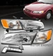 For 97-99 Toyota Camry Chrome Headlights Headlamps w/Corner Light+LED DRL Signal