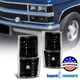 Fits 1994-1998 Chevy C10 4PC Corner Lights Black Signal Lamps Silverado Tahoe